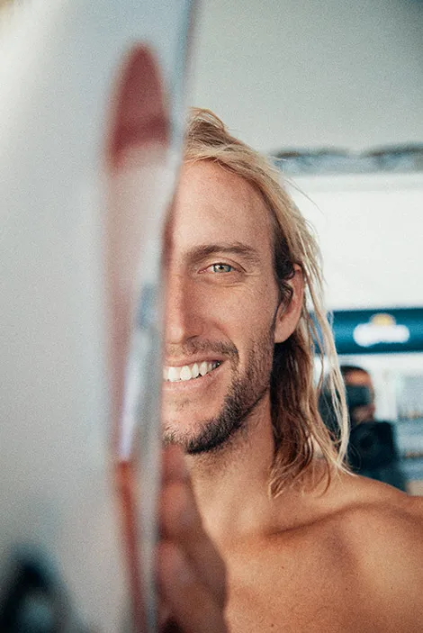 Close up portrait image of Owen Wright