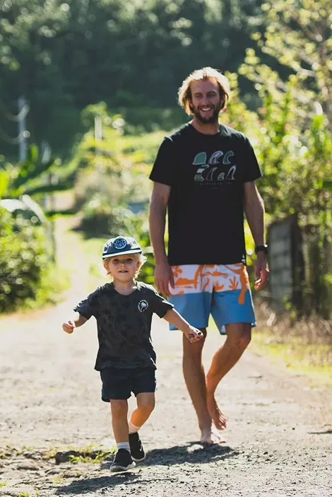 Owen Wright enjoying time with his son
